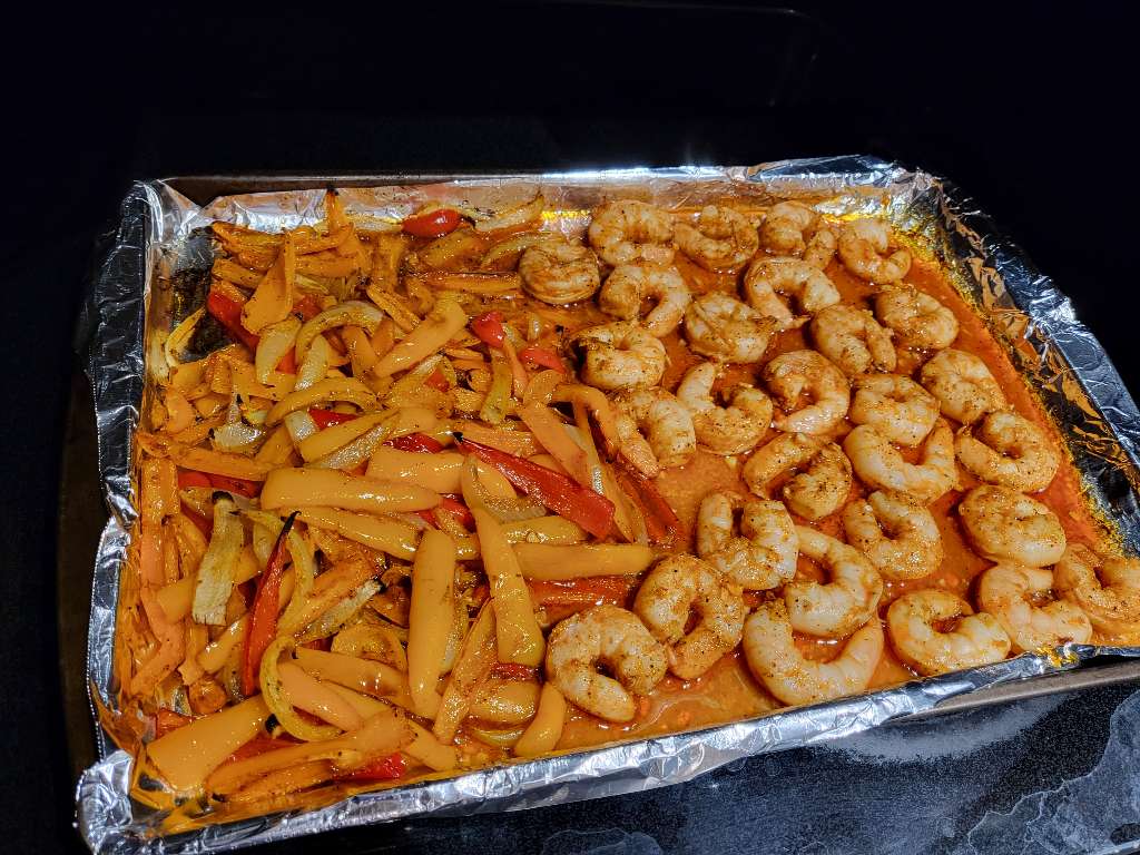 Shrimp fajitas, right out of the oven