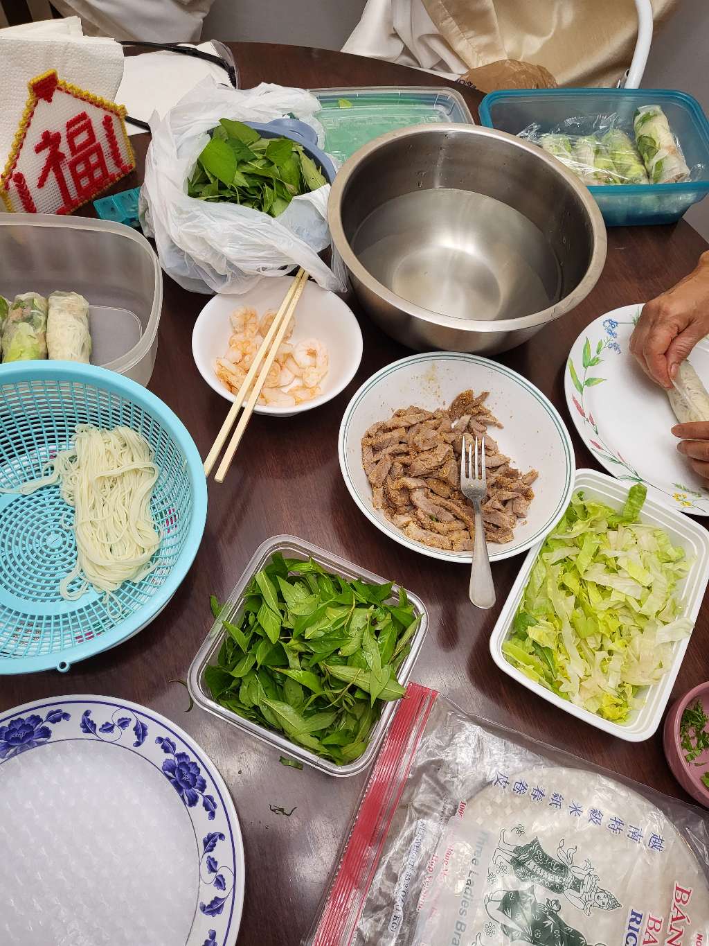 An assortment of spring roll fillings